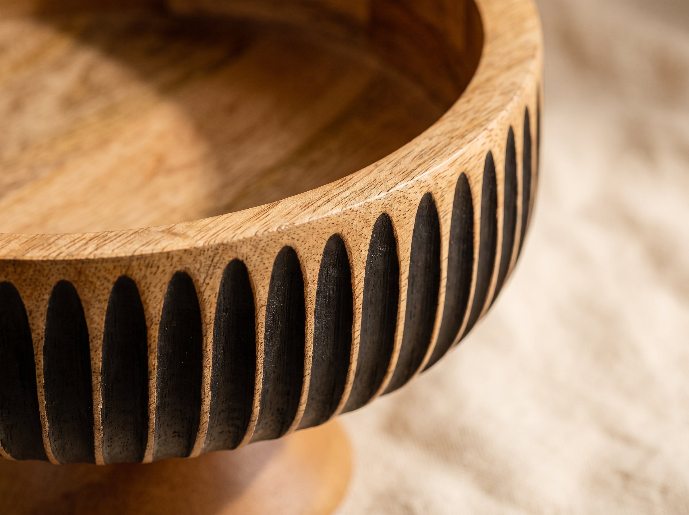 Large Flat Bowl with Black Lines