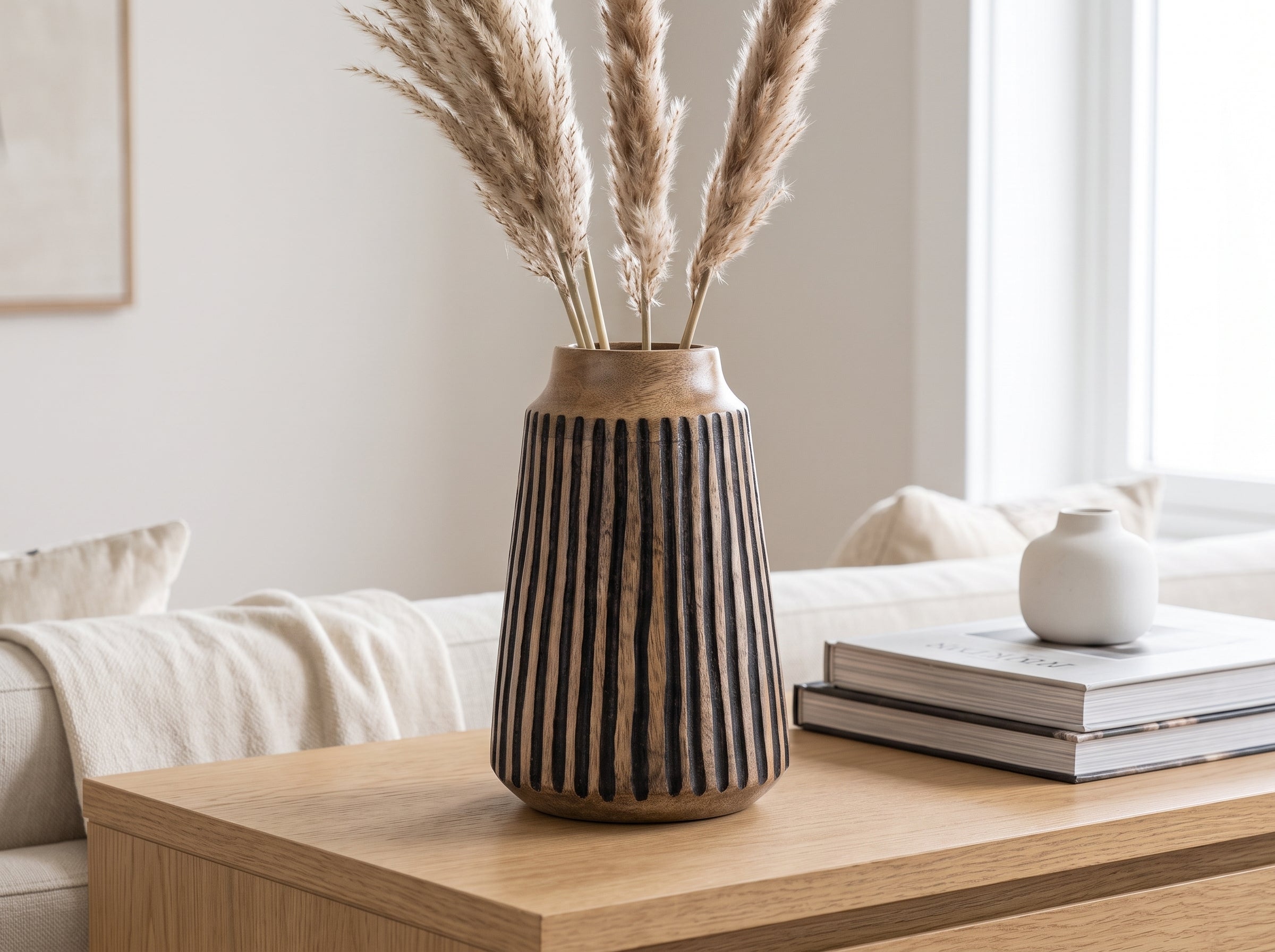 Tapered Vase with Black Lines, Small