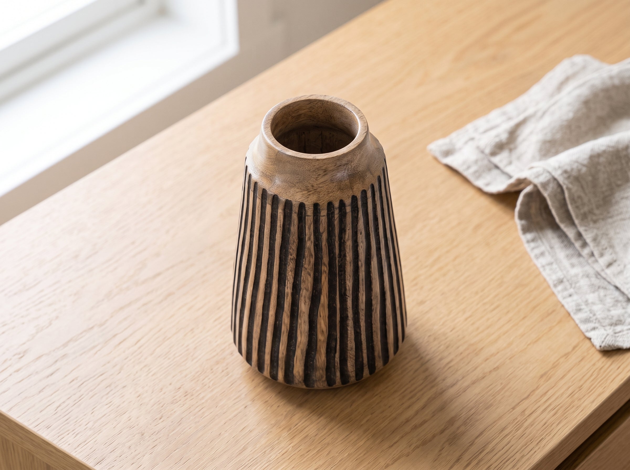 Tapered Vase with Black Lines, Small
