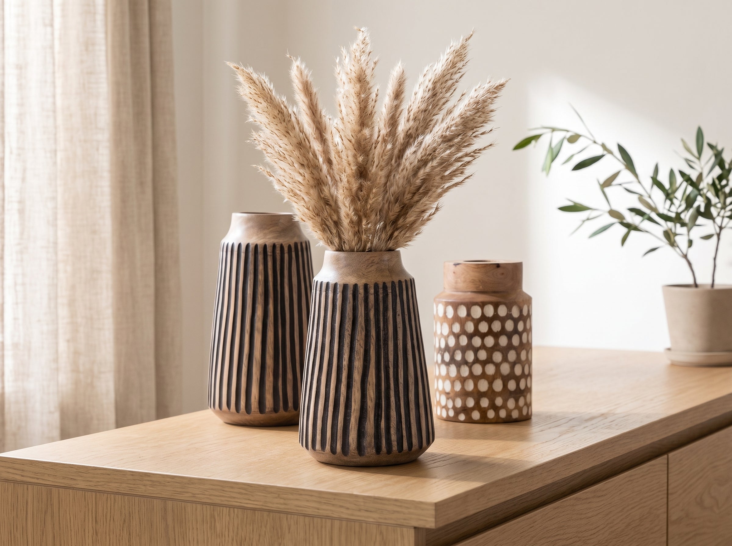 Tapered Vase with Black Lines, Small