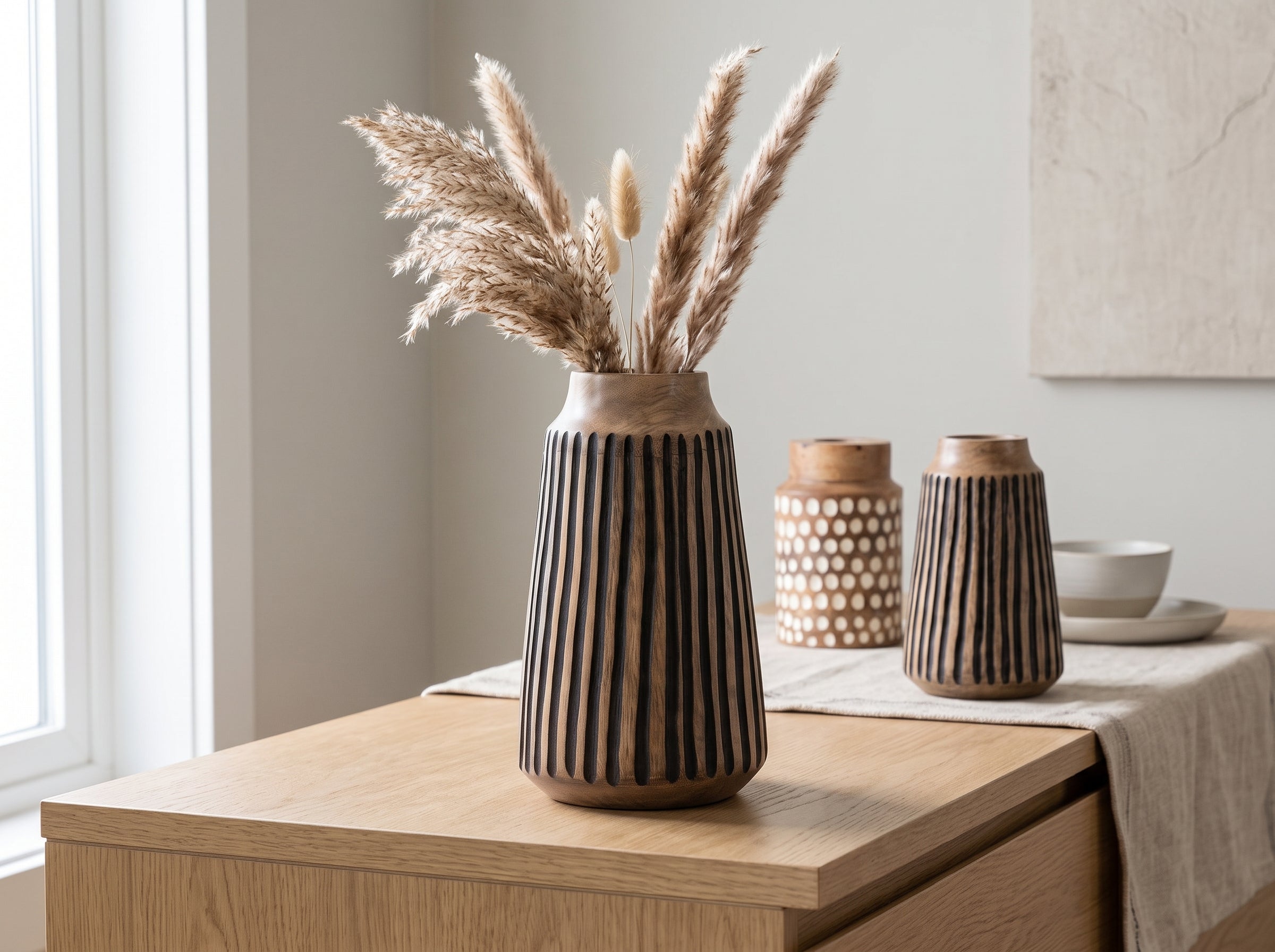 Tapered Vase with Black Lines, Large