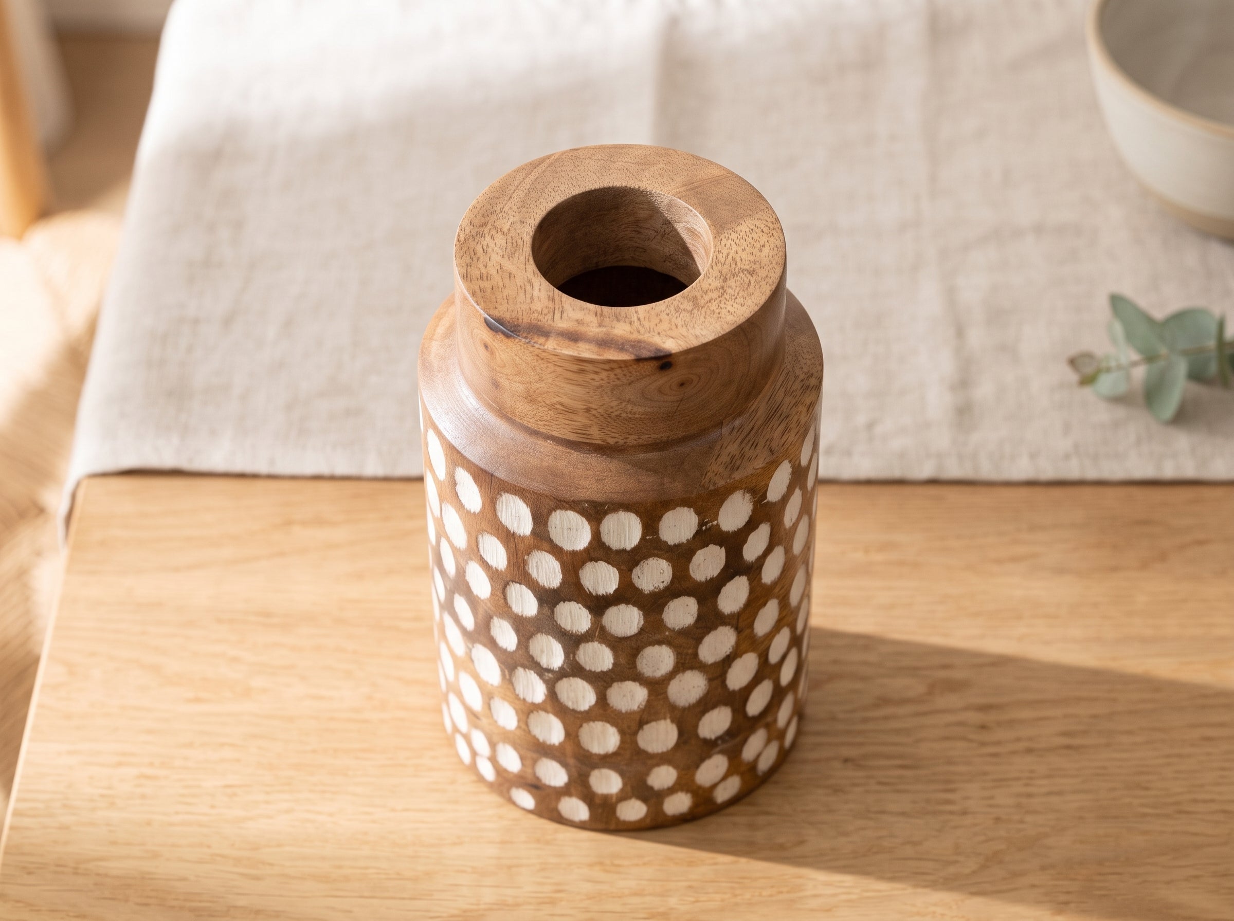 Straight Vase with White Polka Dots, Small