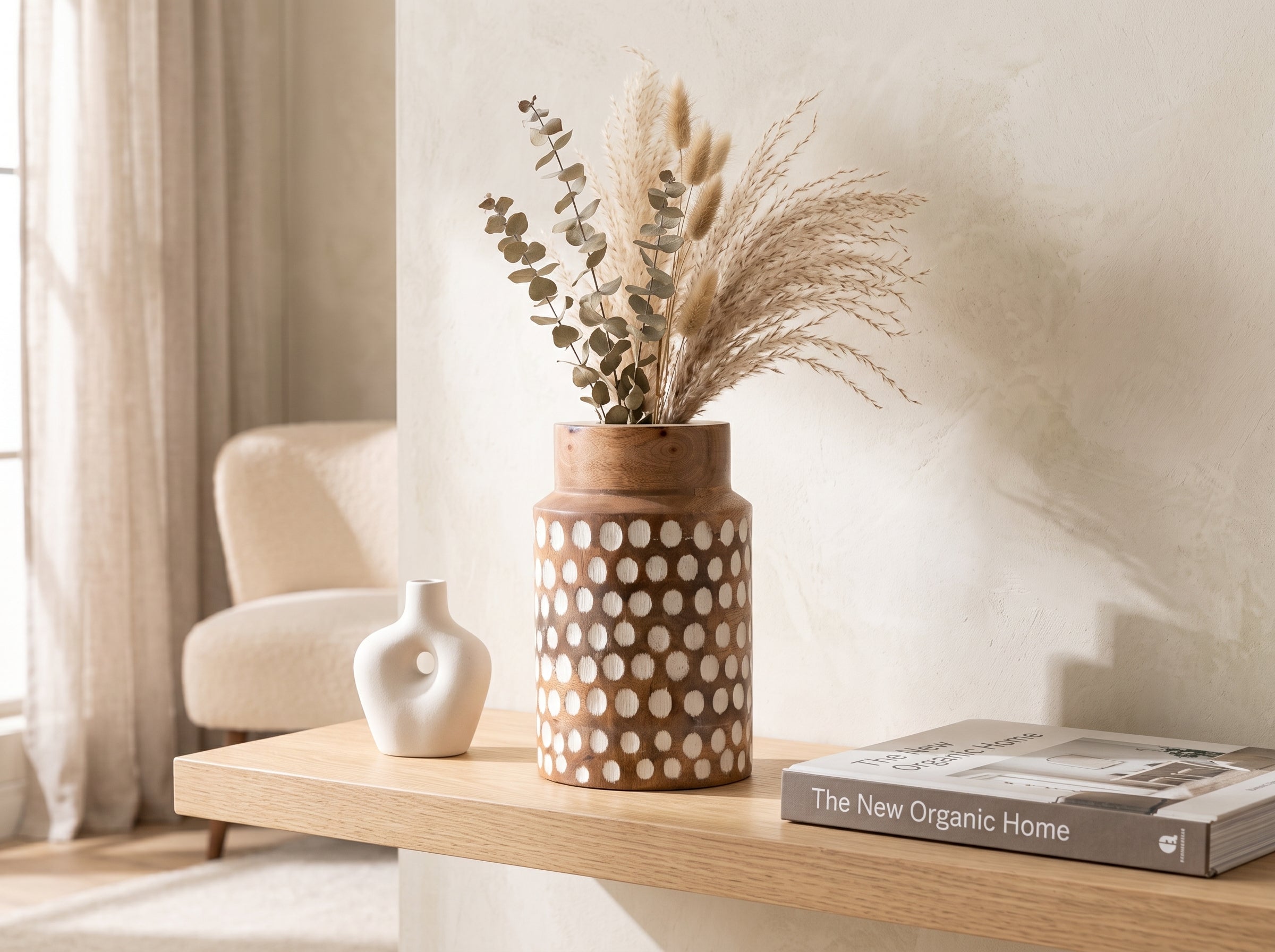 Straight Vase with White Polka Dots, Small