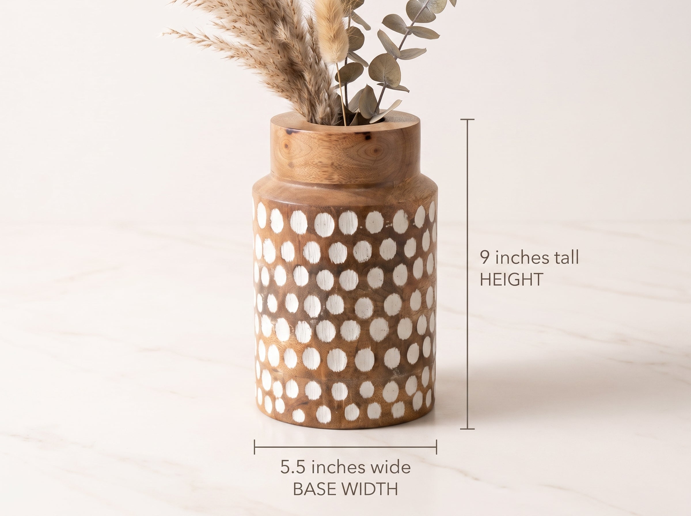 Straight Vase with White Polka Dots, Small