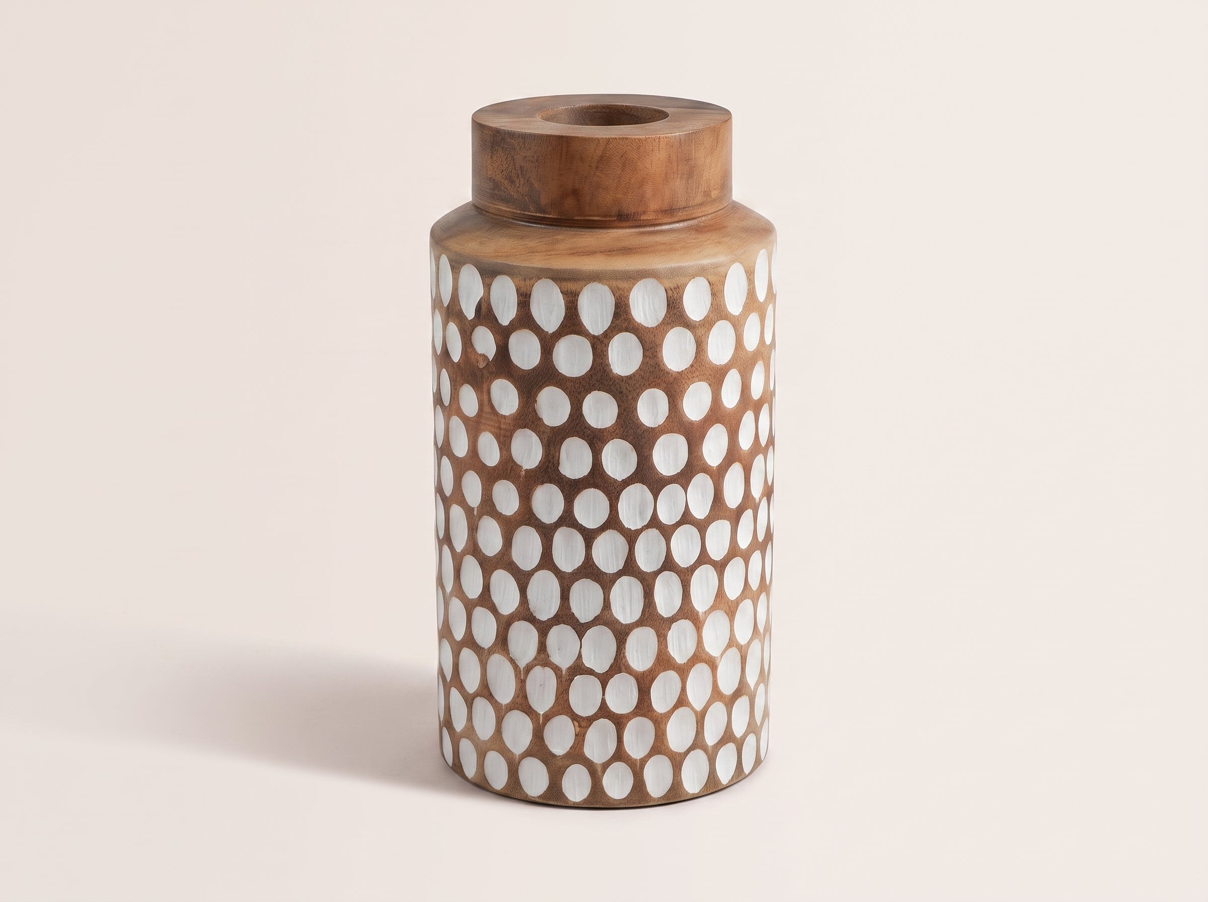 Straight Vase with White Polka Dots, Large