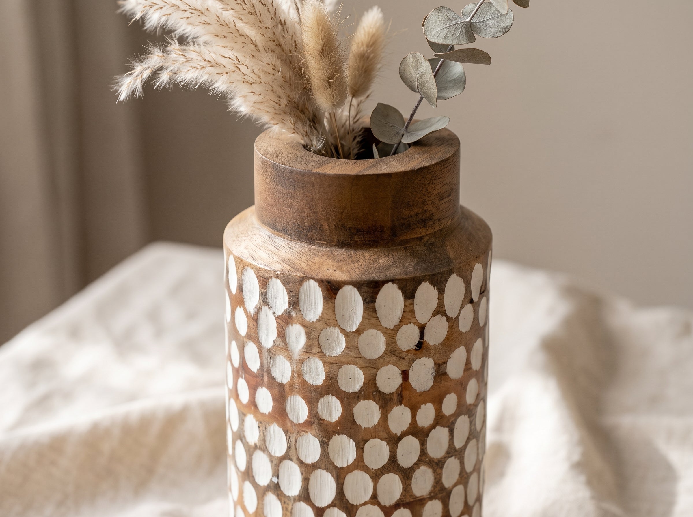 Straight Vase with White Polka Dots, Large
