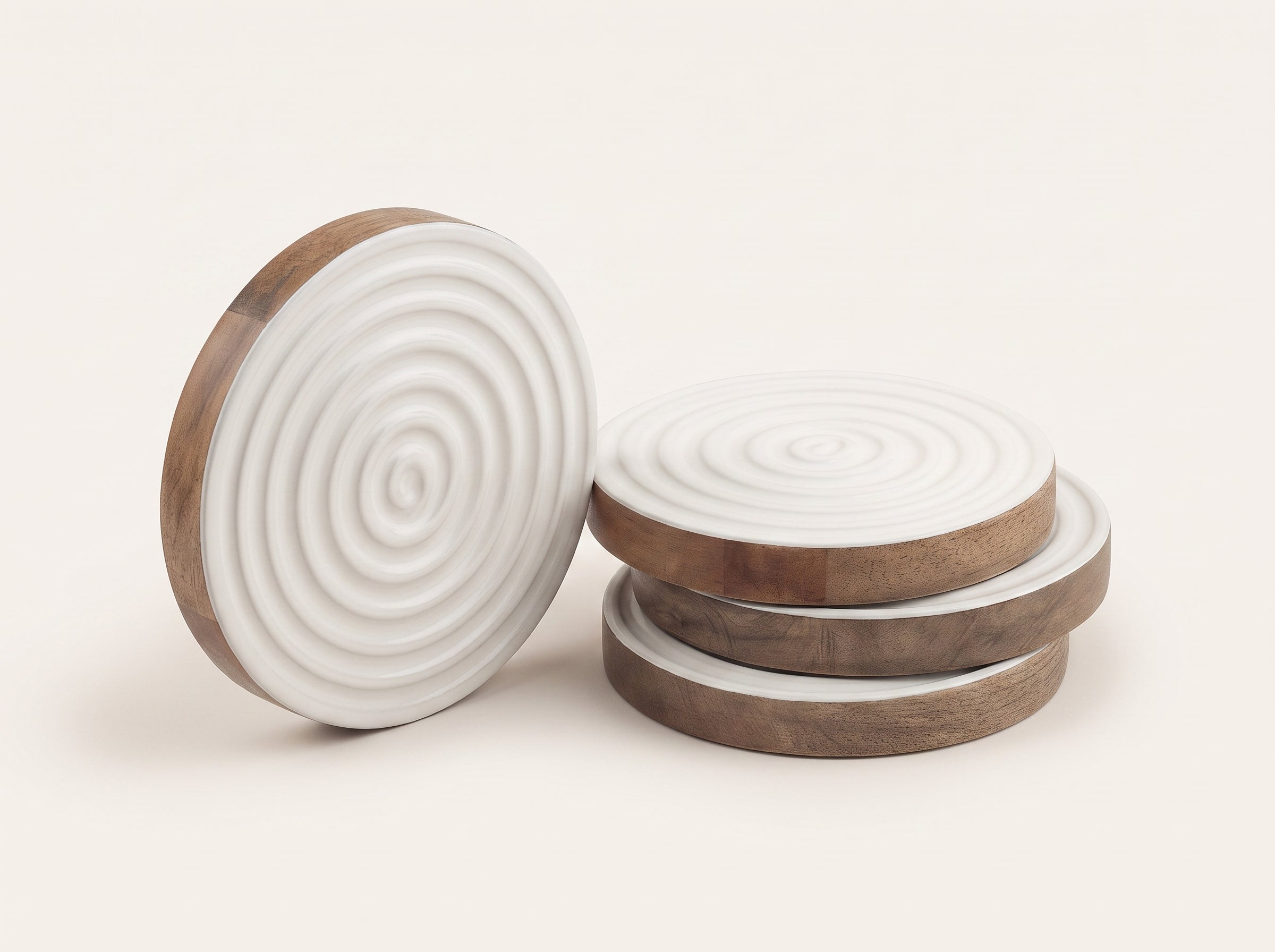 Swirl Coasters with White Enamel, Set of 4