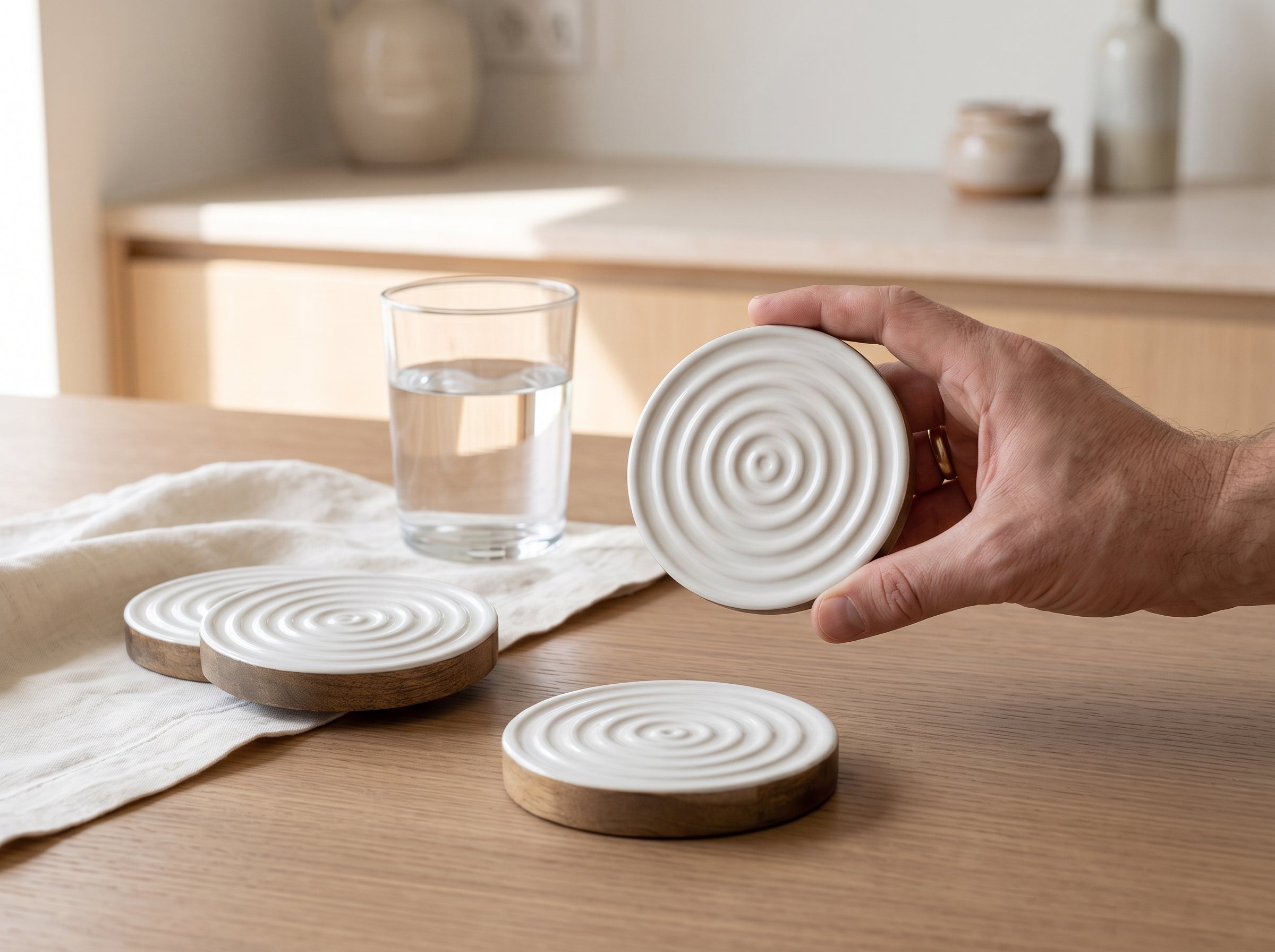 Swirl Coasters with White Enamel, Set of 4