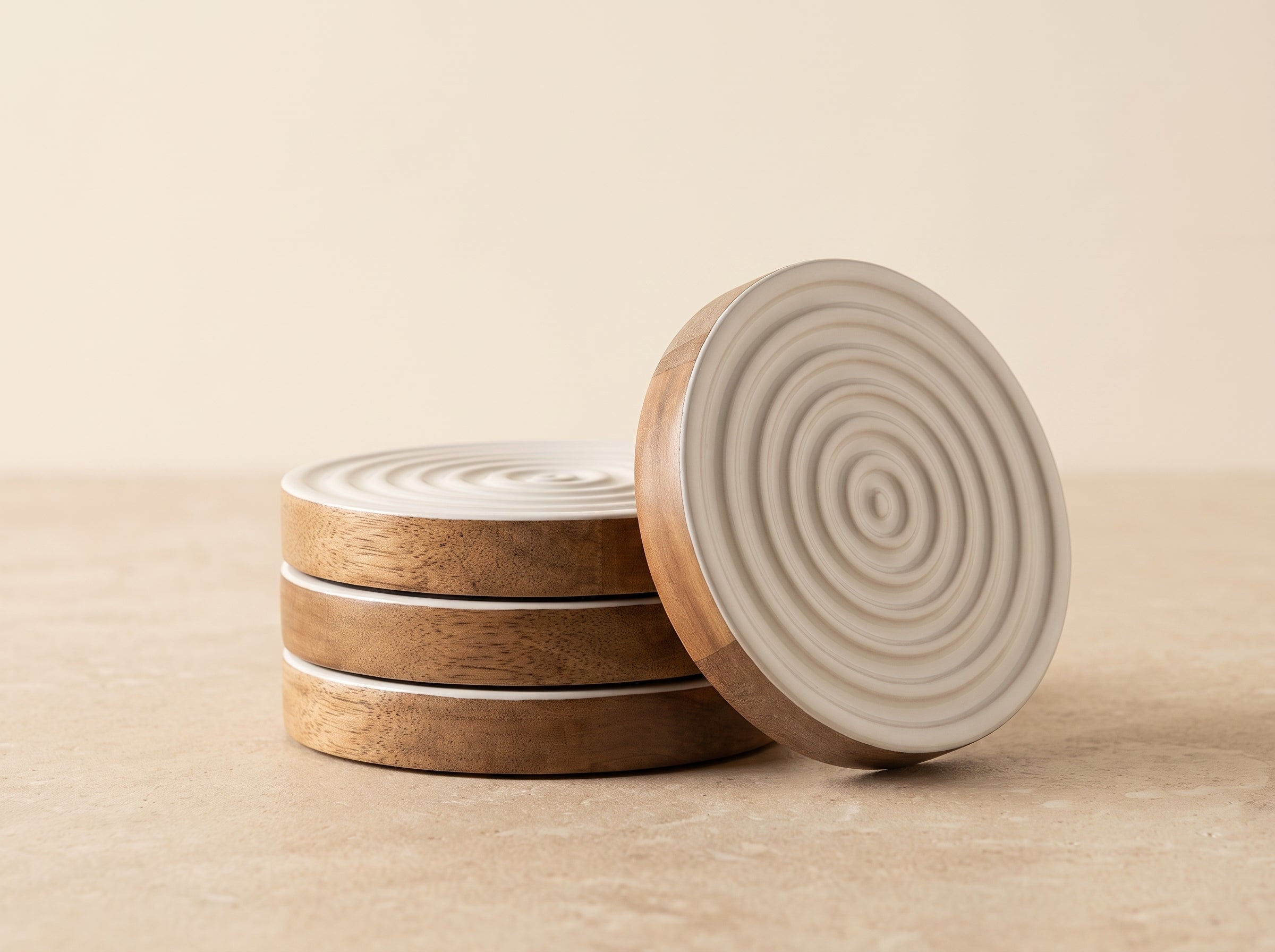 Swirl Coasters with White Enamel, Set of 4