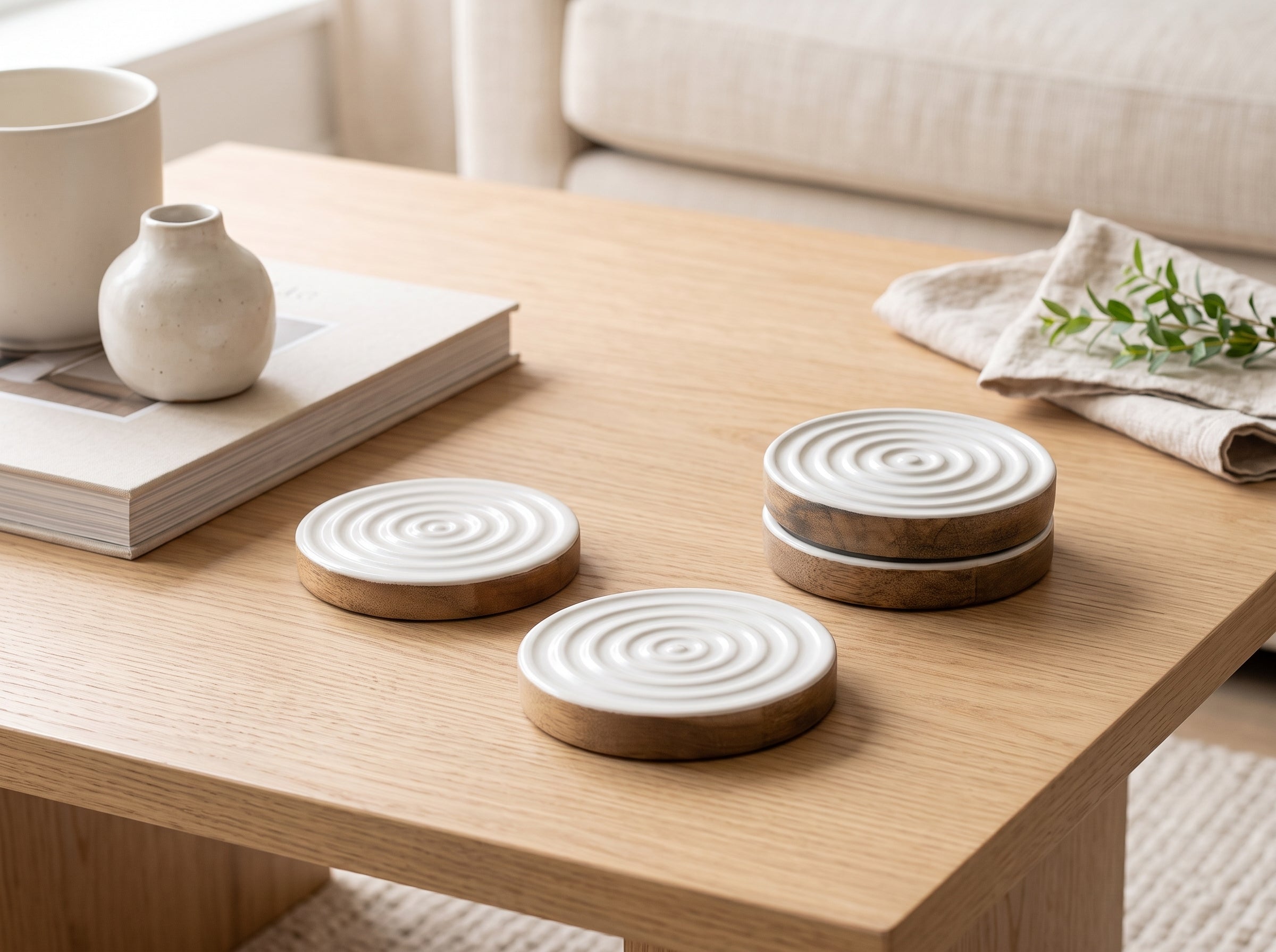 Swirl Coasters with White Enamel, Set of 4