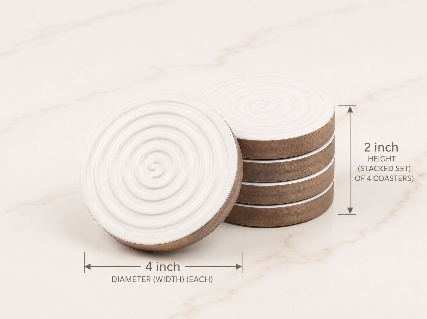 Swirl Coasters with White Enamel, Set of 4