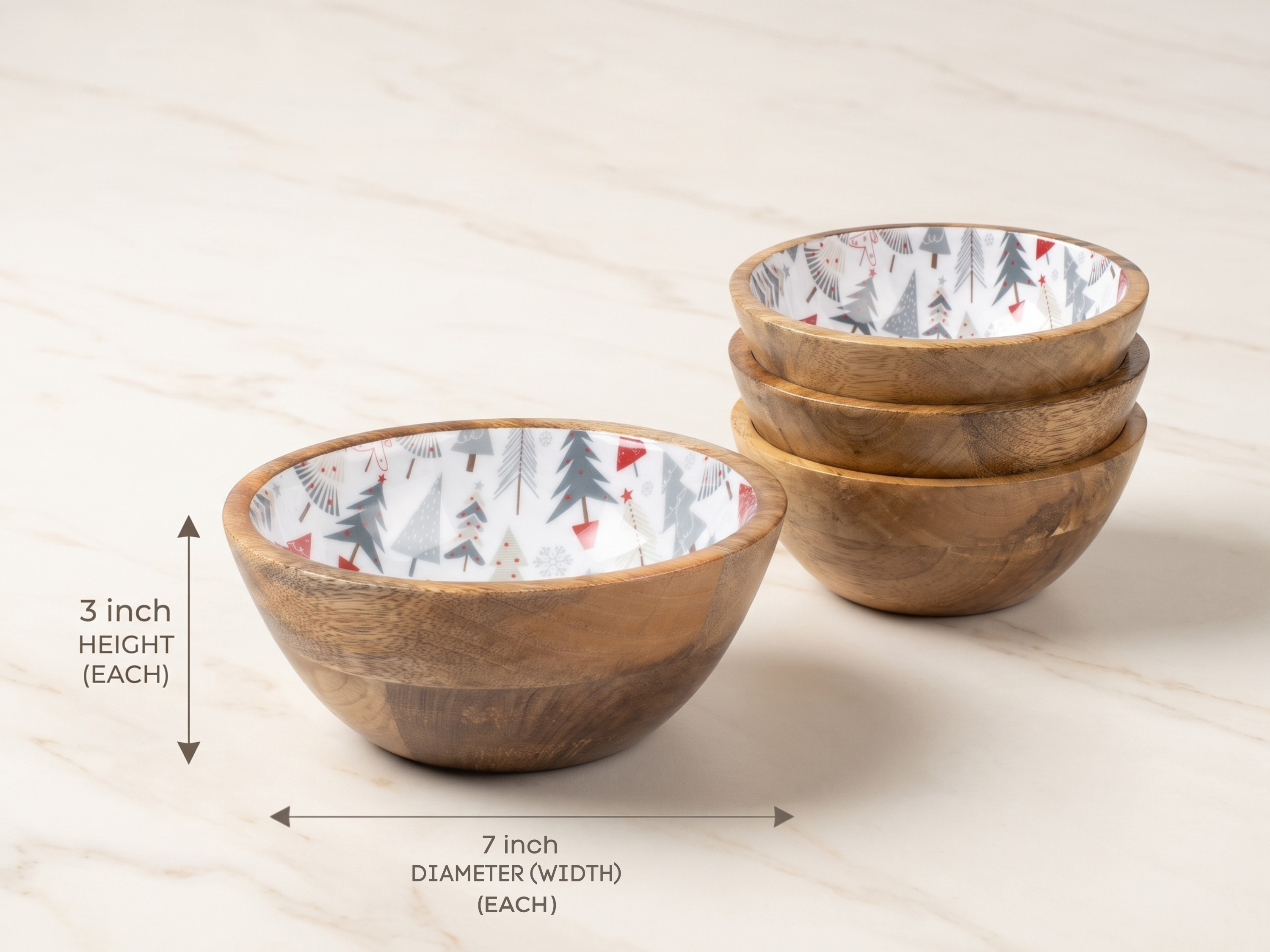 Small Bowl with Holiday Enamel, Set of 4