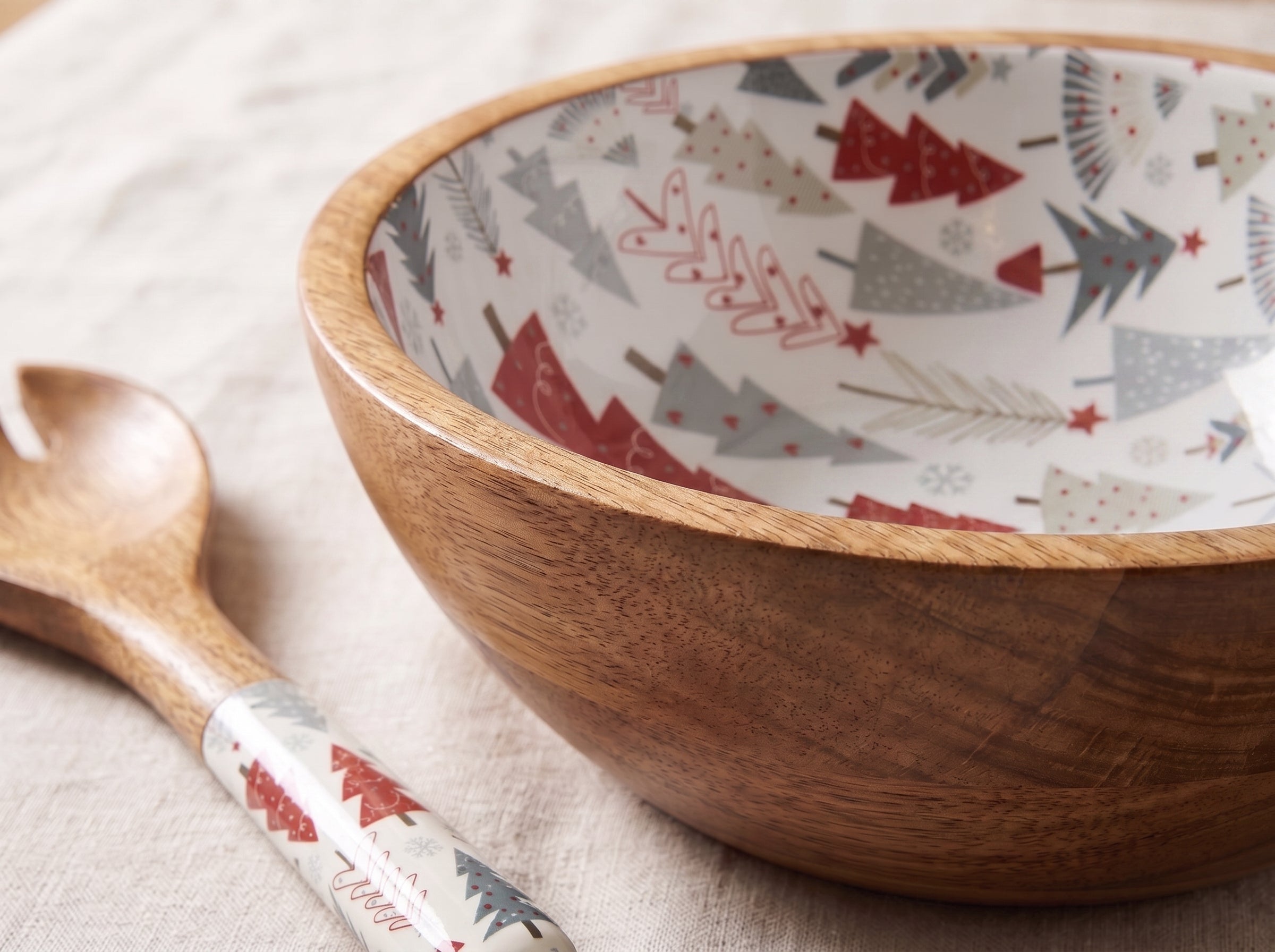 Serving Bowl and Servers with Holiday Enamel
