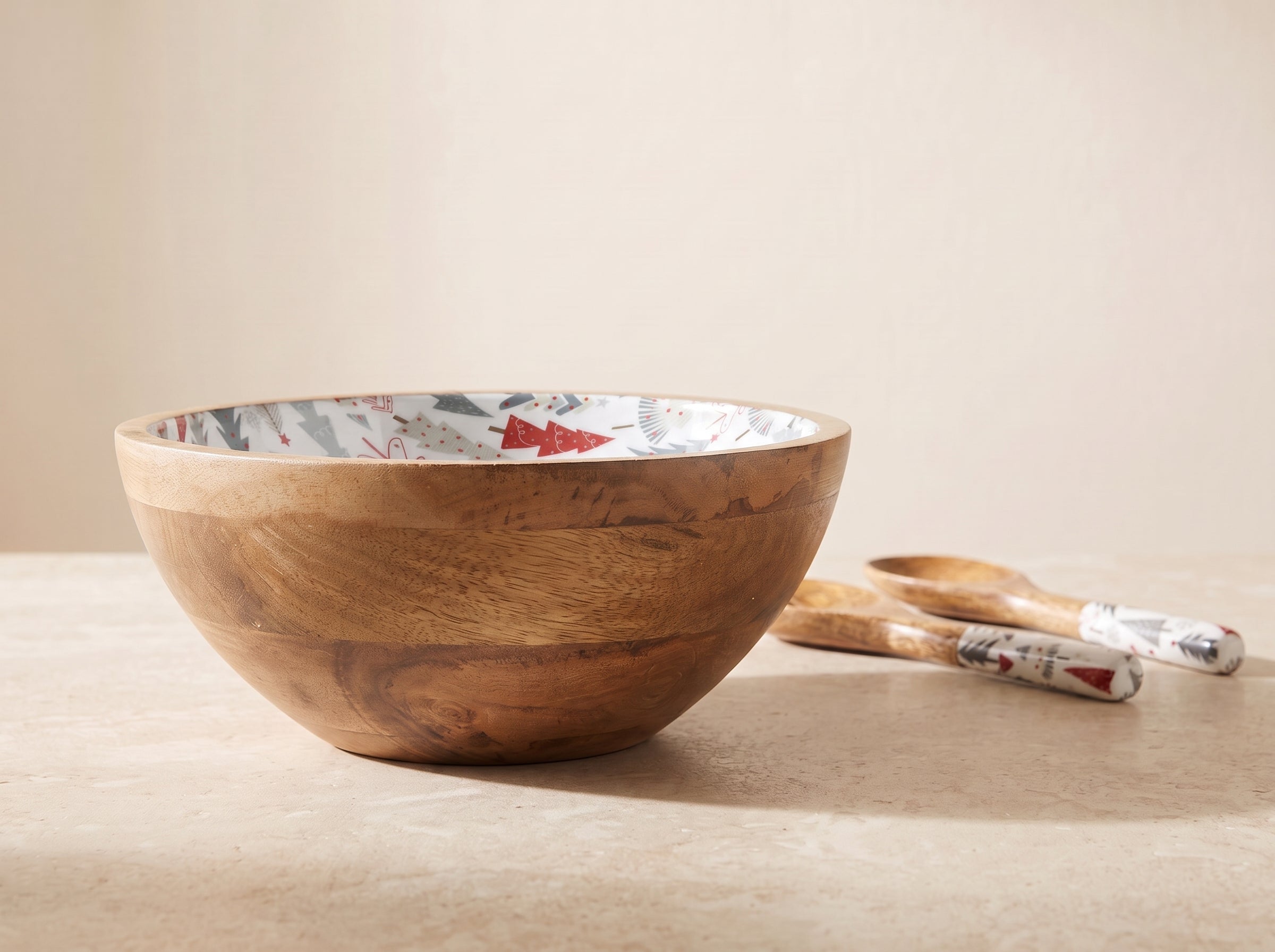 Serving Bowl and Servers with Holiday Enamel