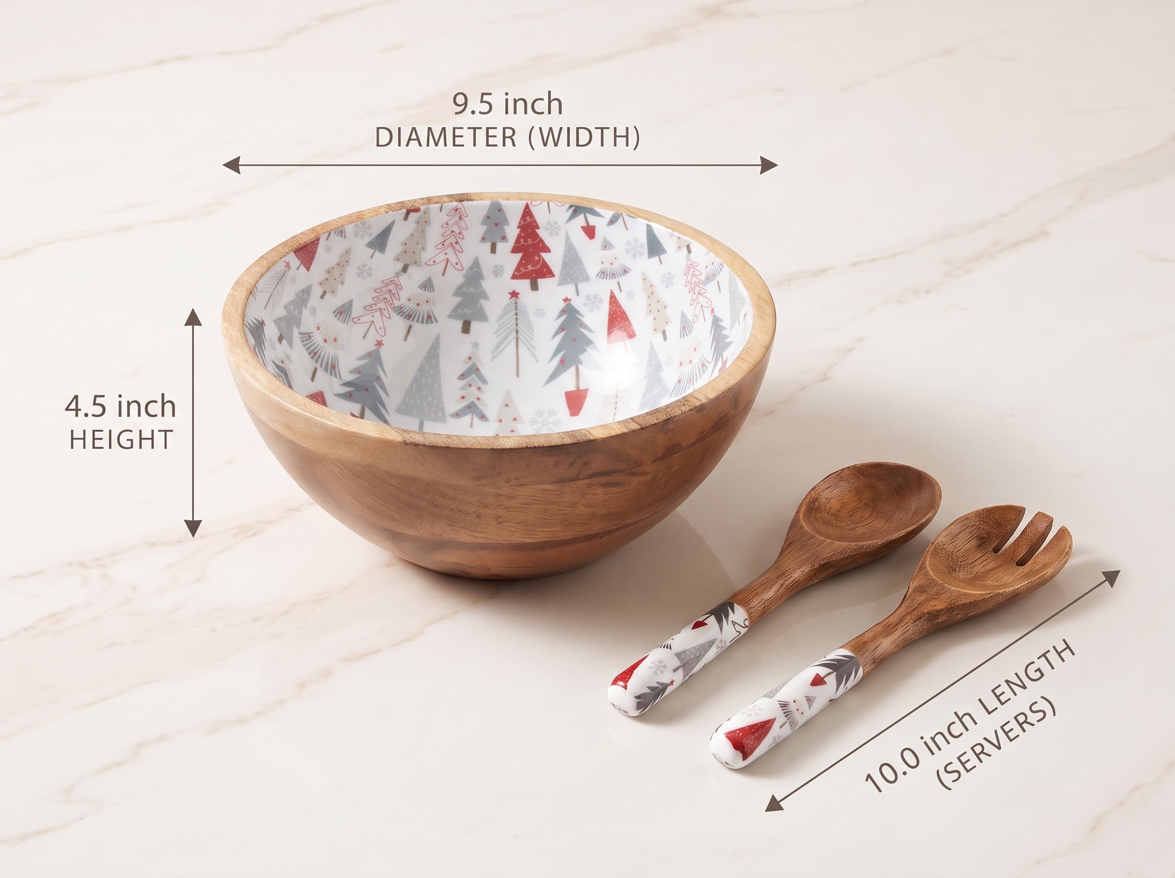 Serving Bowl and Servers with Holiday Enamel
