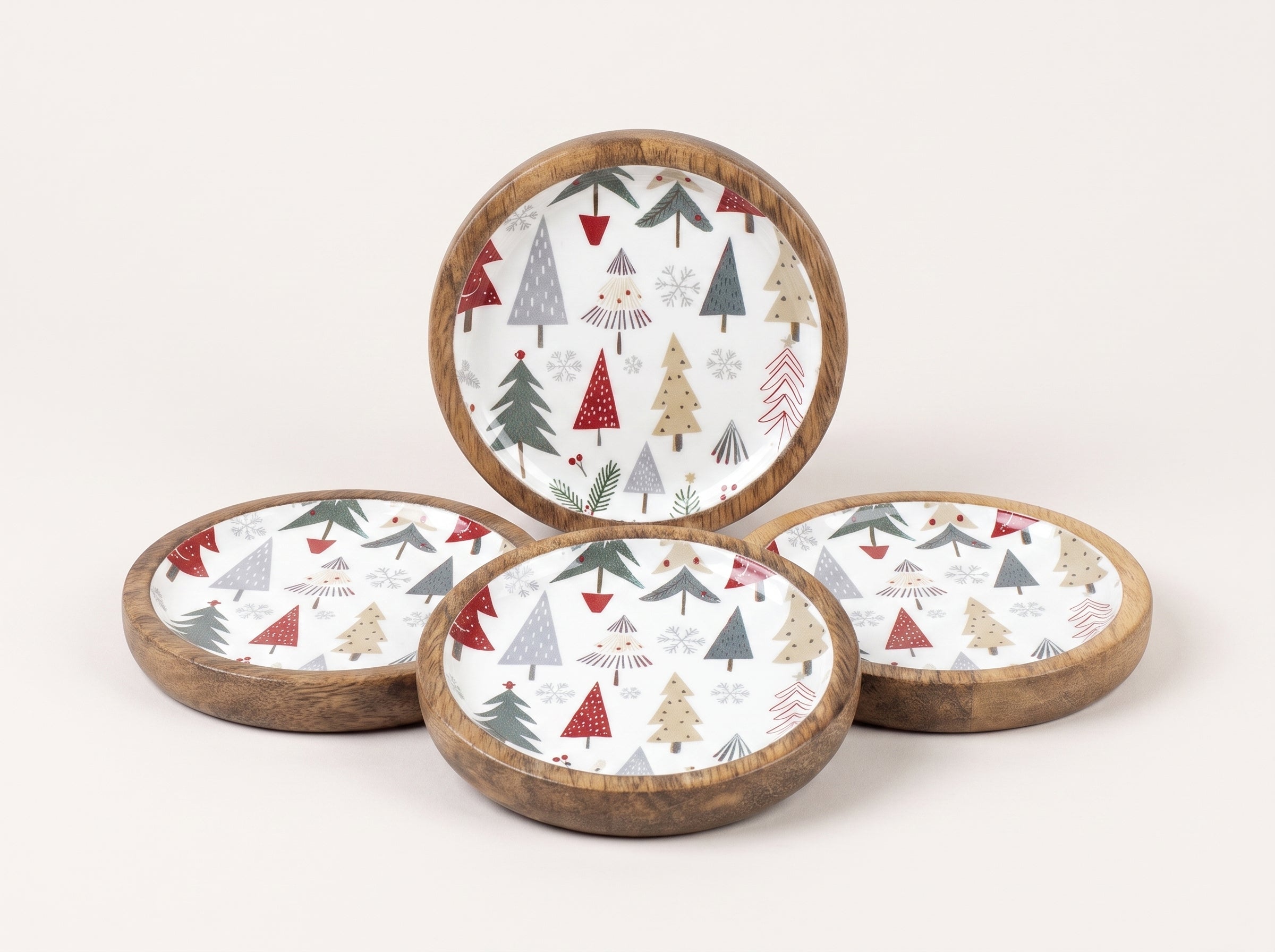 Coasters with Holiday Enamel, Set of 4