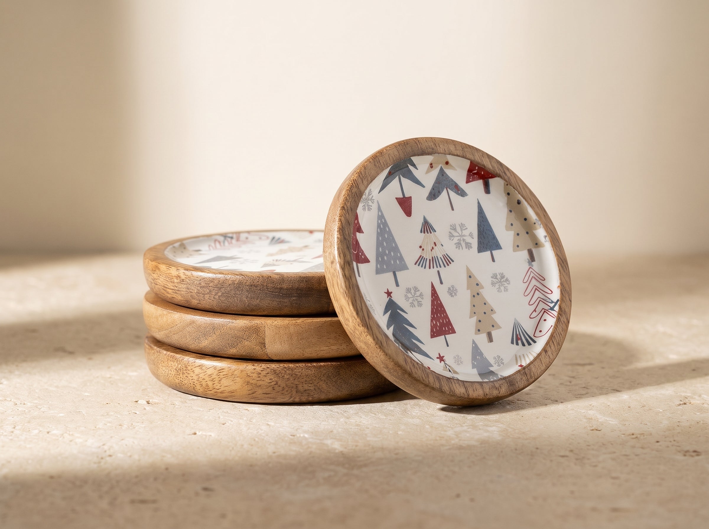 Coasters with Holiday Enamel, Set of 4