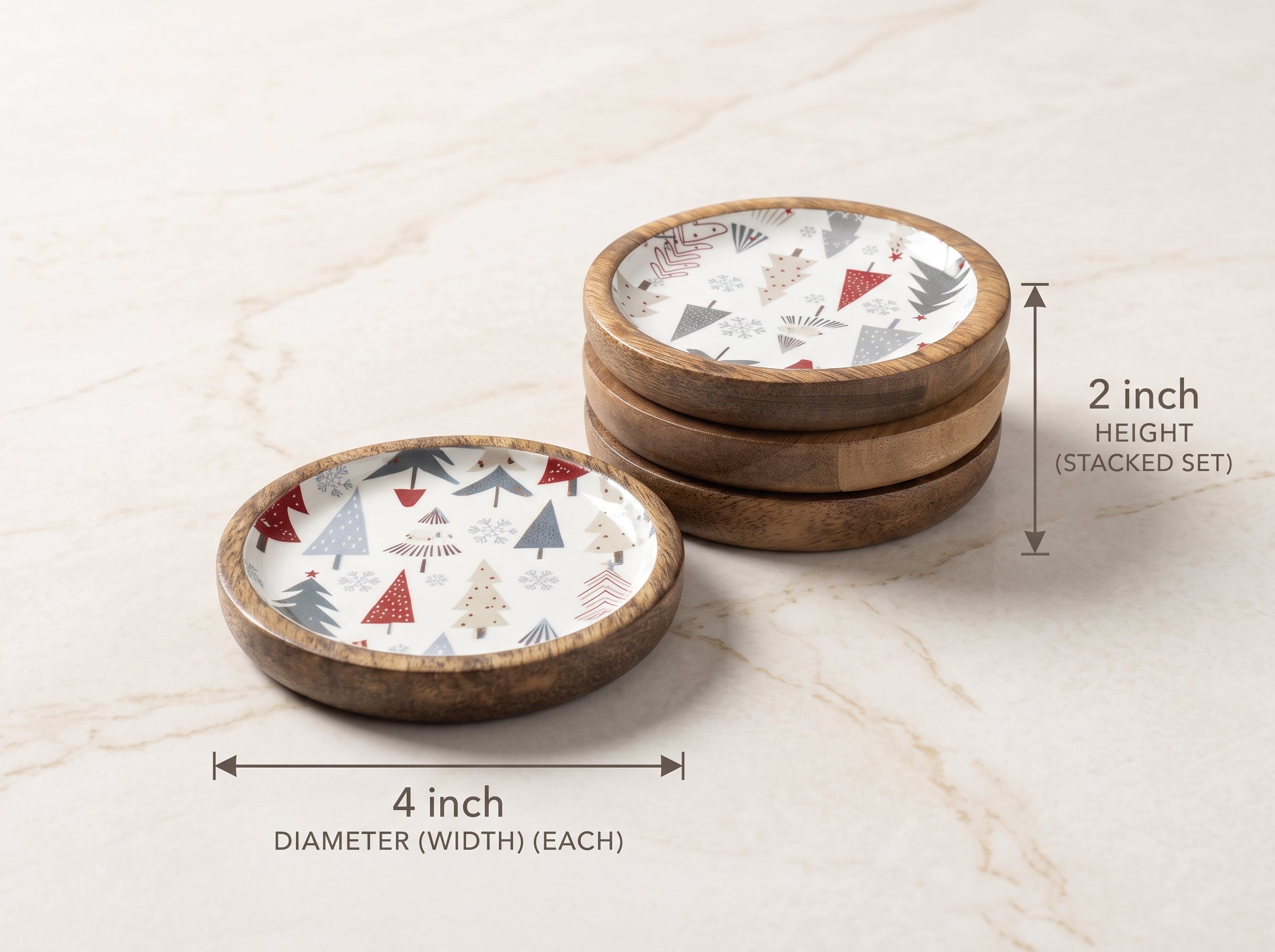 Coasters with Holiday Enamel, Set of 4