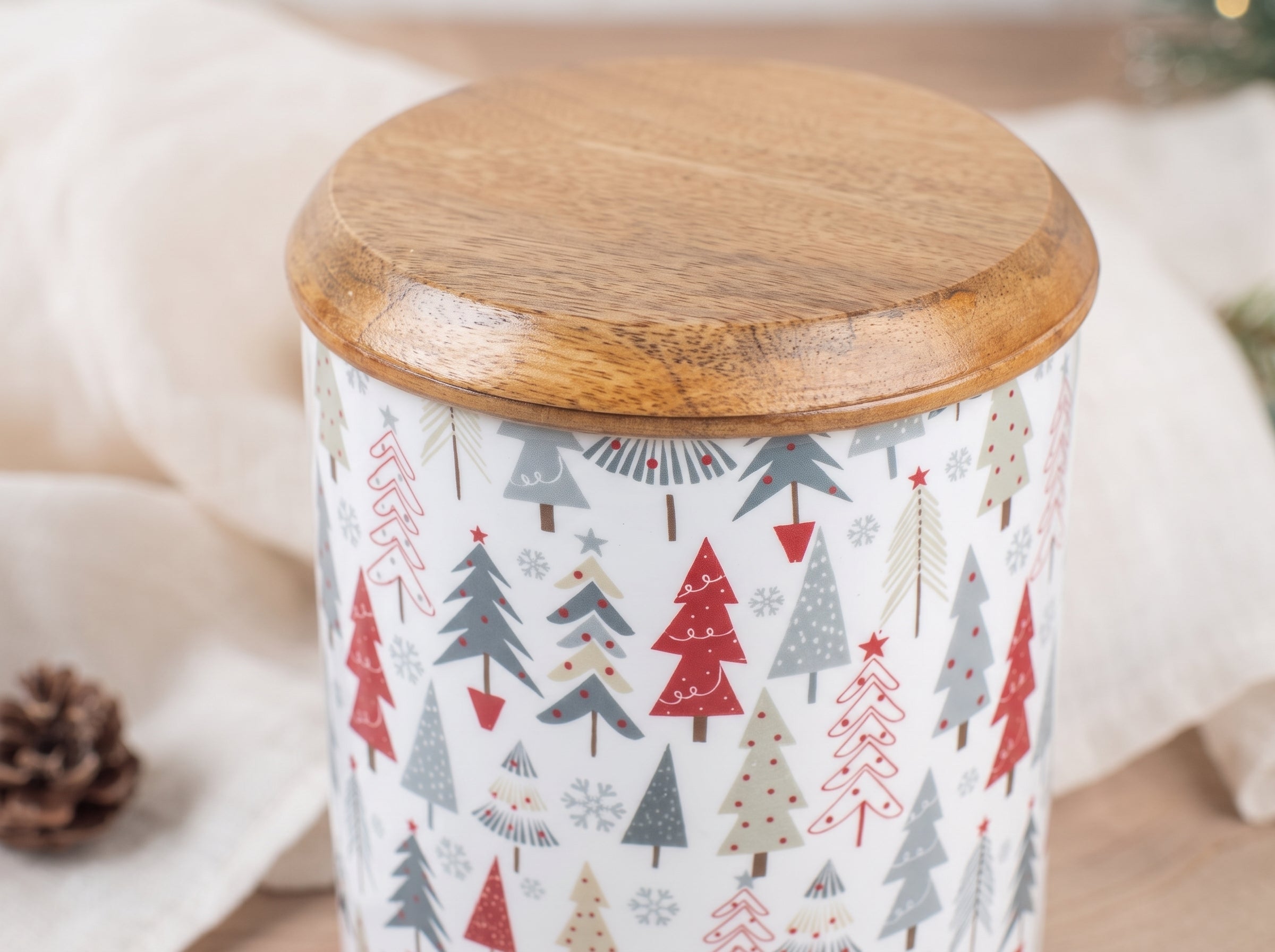 Canisters with Holiday Enamel, Set of 2 (Large & Small)