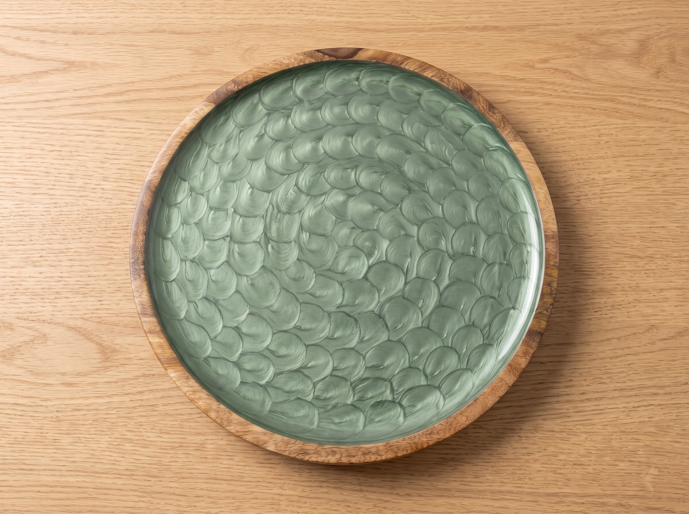 Lazy Susan Turntable with Green Pearl Enamel