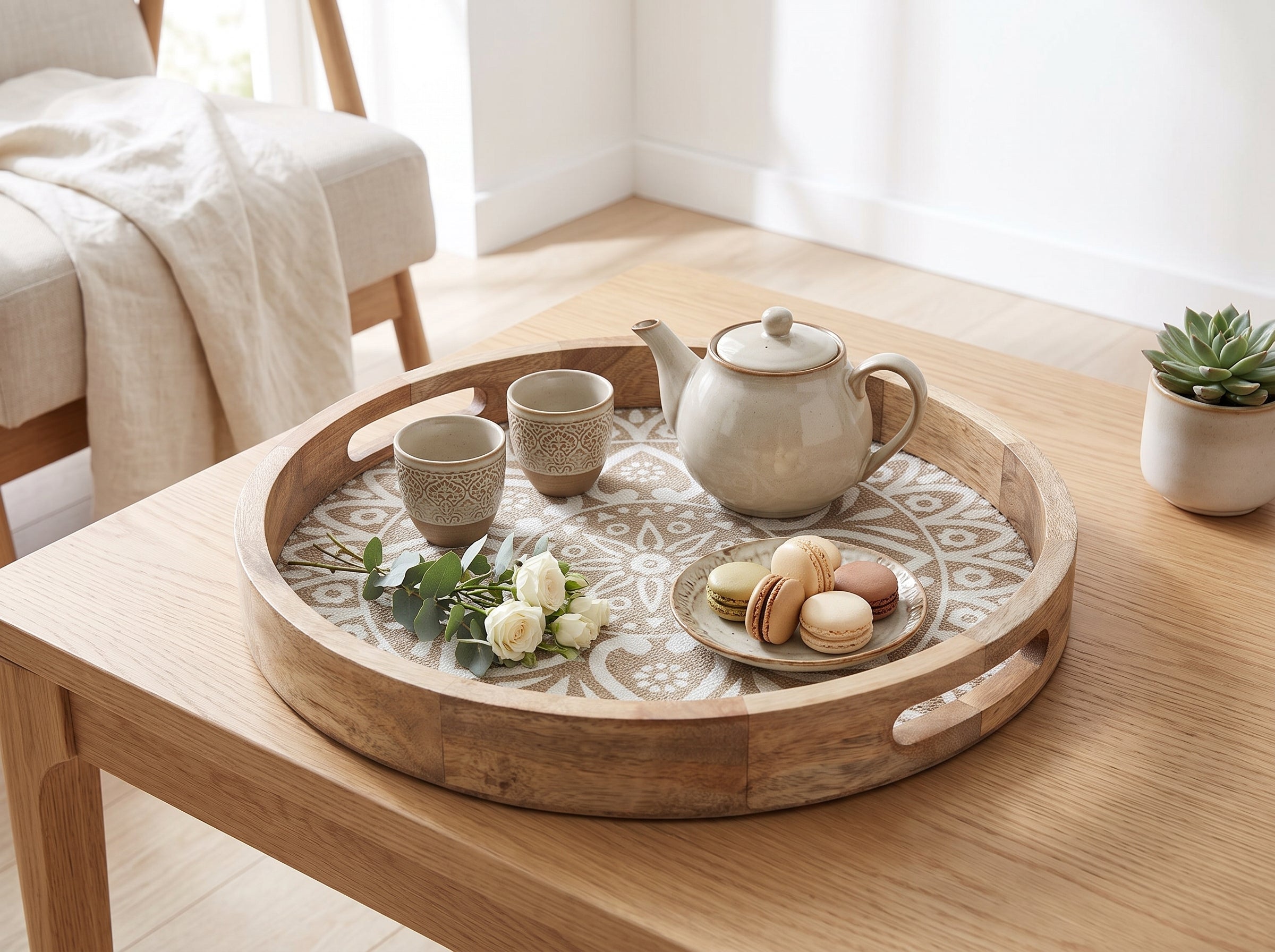 Round Tray with Cotton Mat, Small