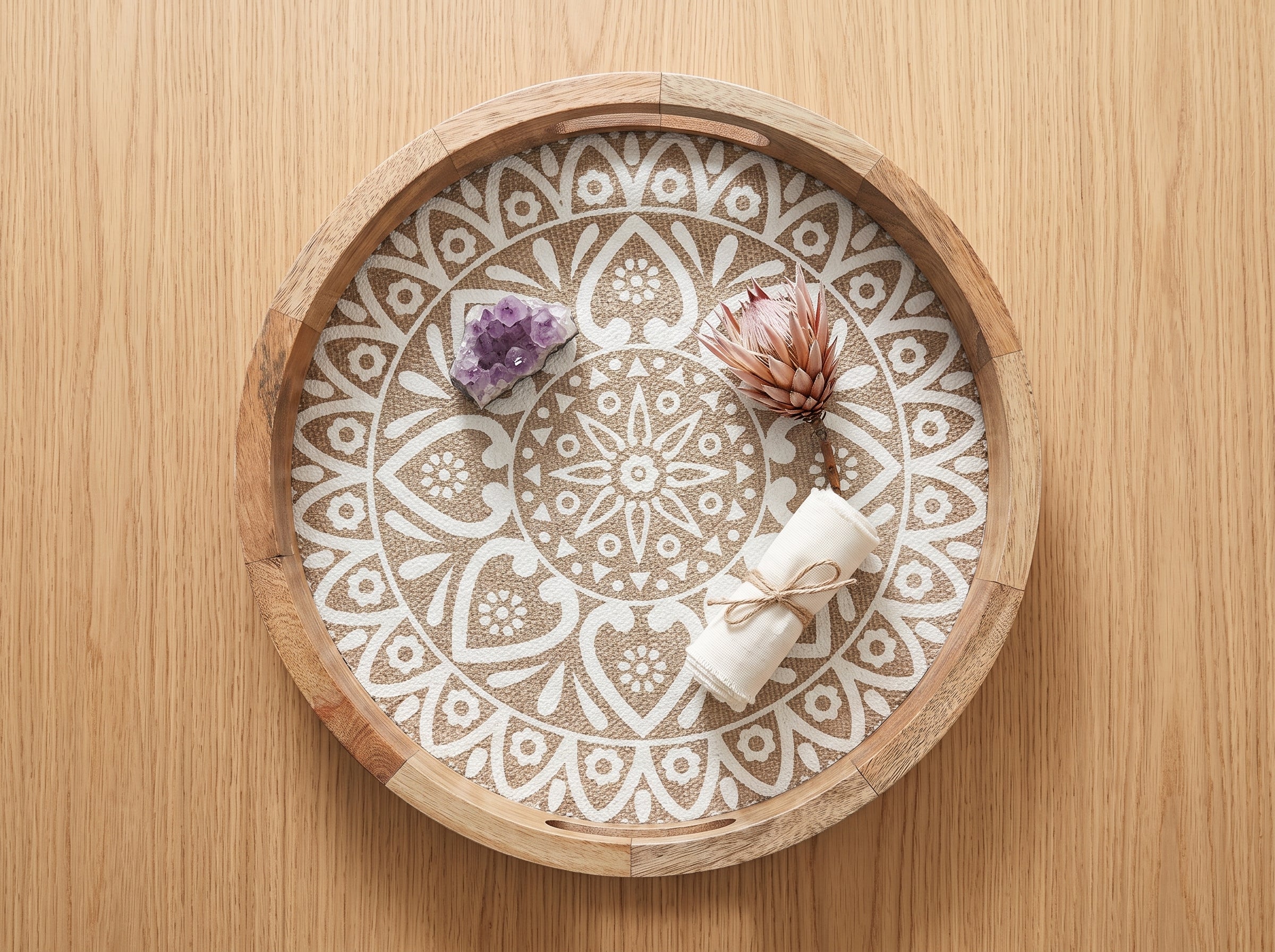 Round Tray with Cotton Mat, Small
