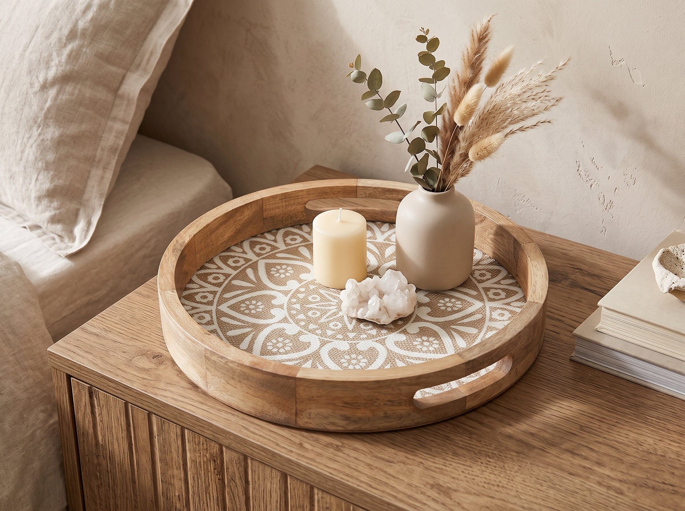 Round Tray with Cotton Mat, Small
