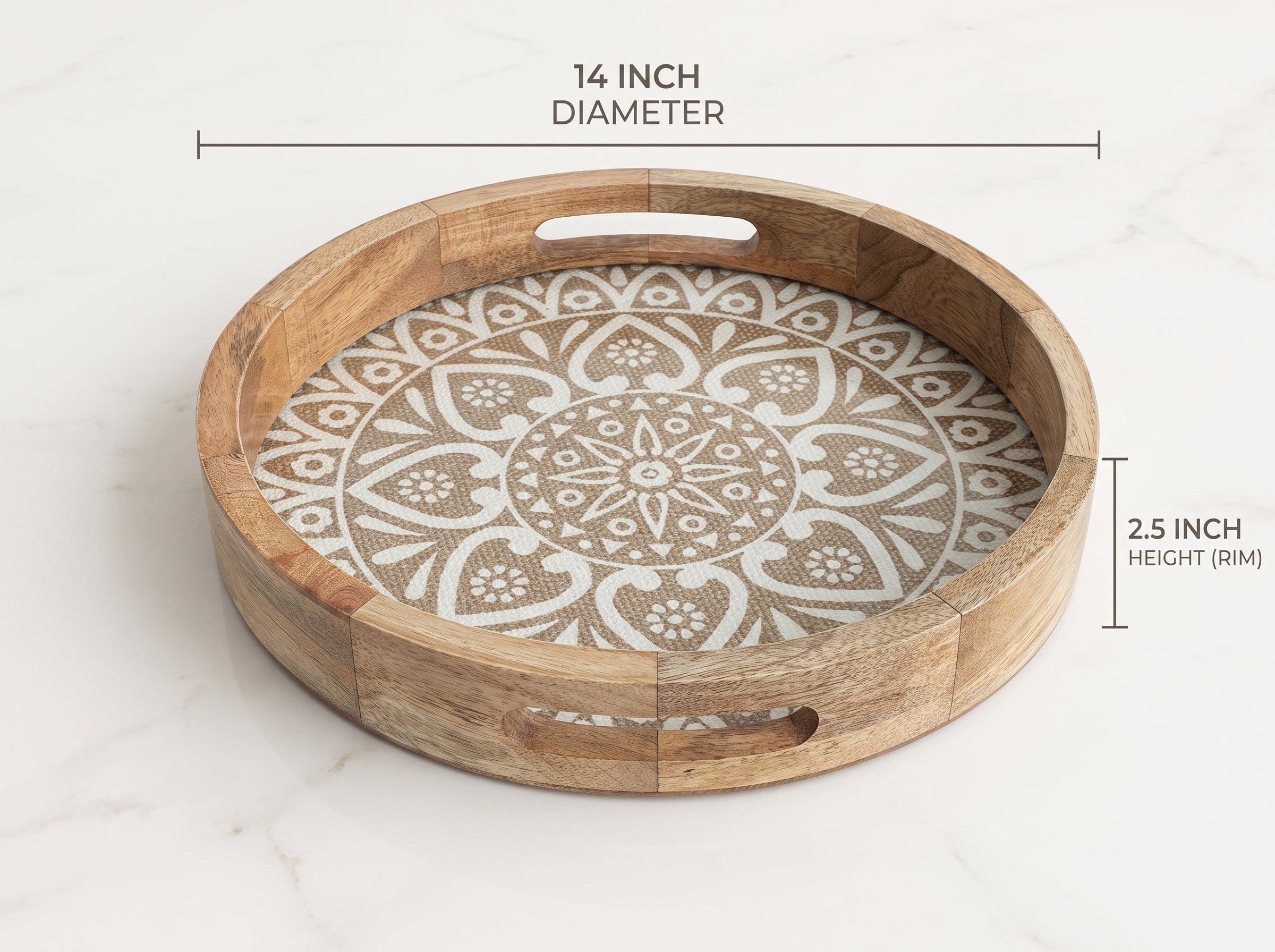 Round Tray with Cotton Mat, Small