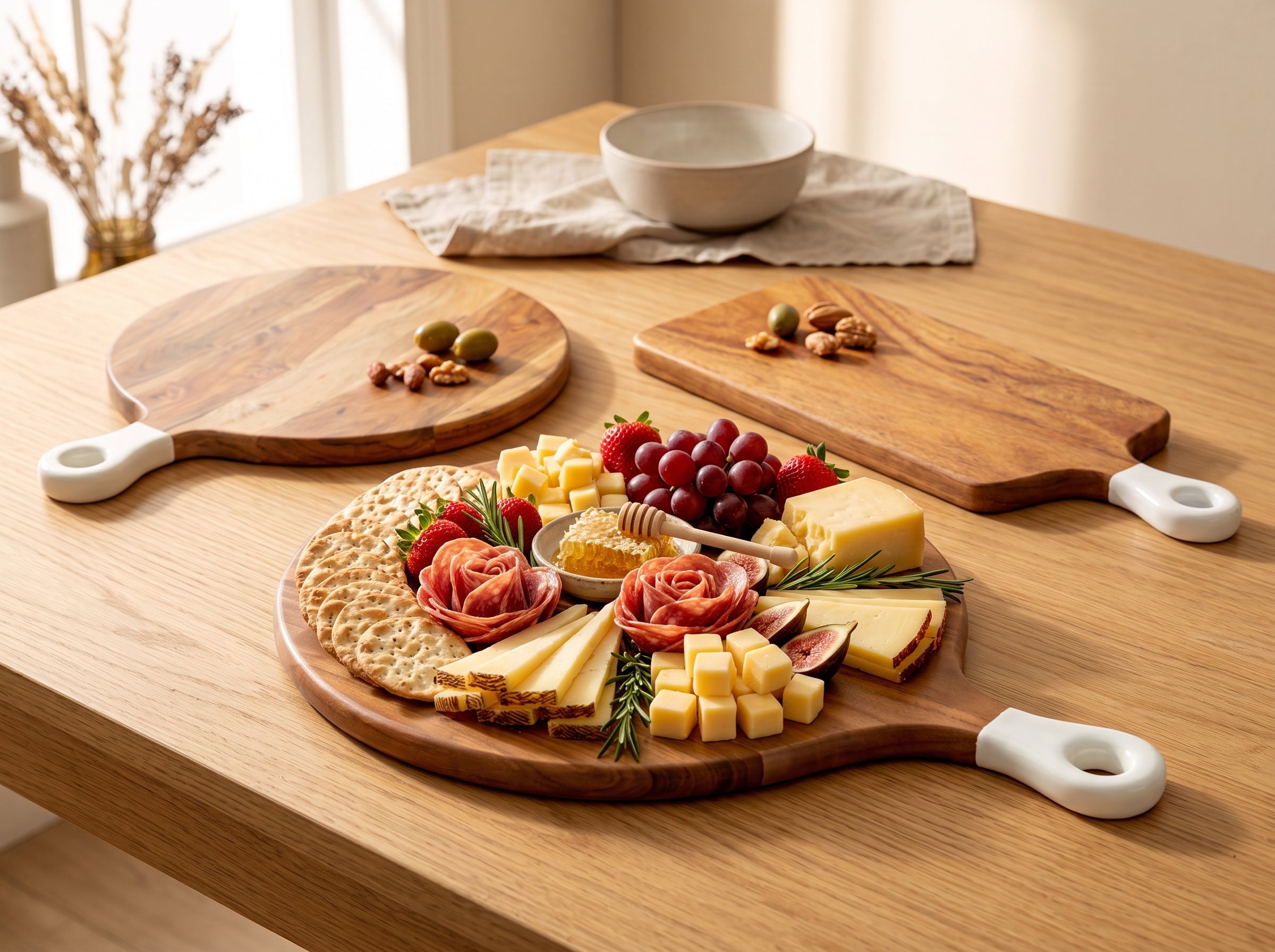 Round Large Board with White Enamel Handle