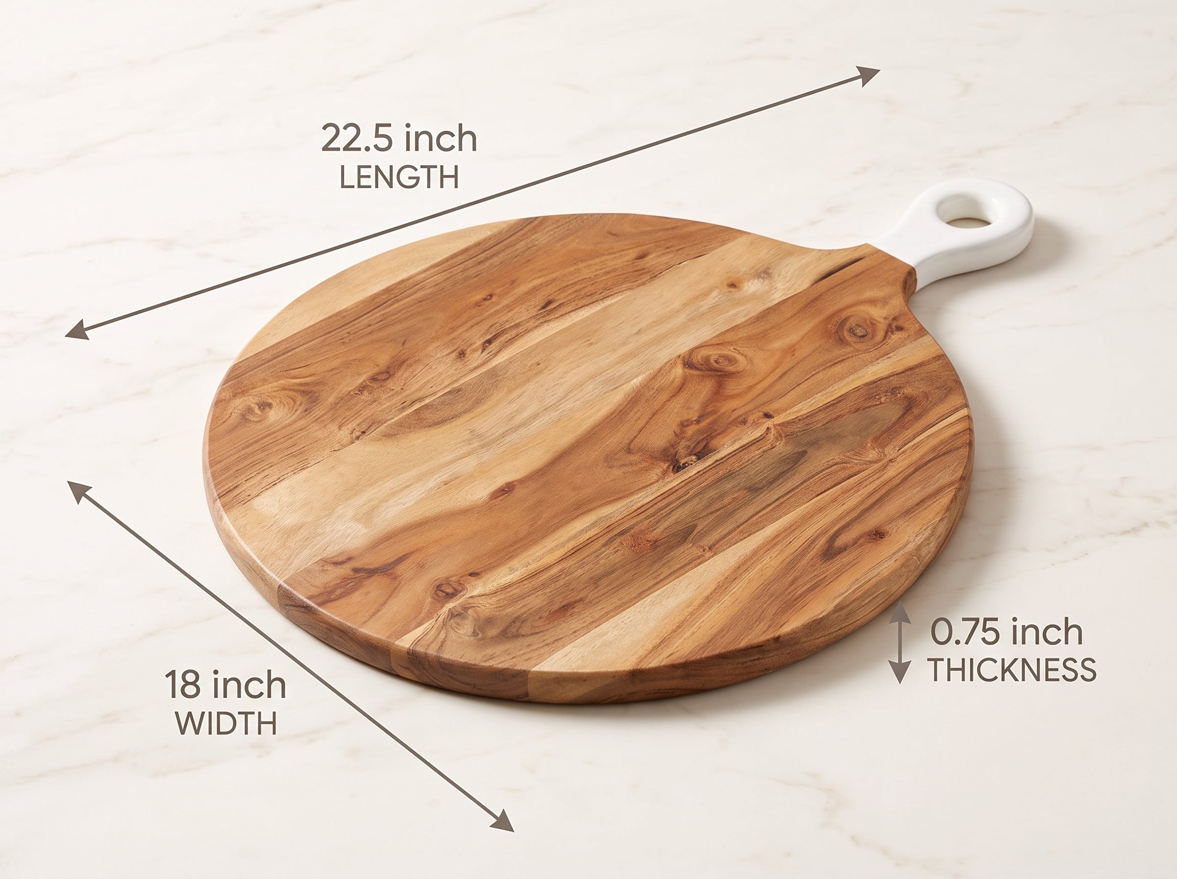 Round Large Board with White Enamel Handle