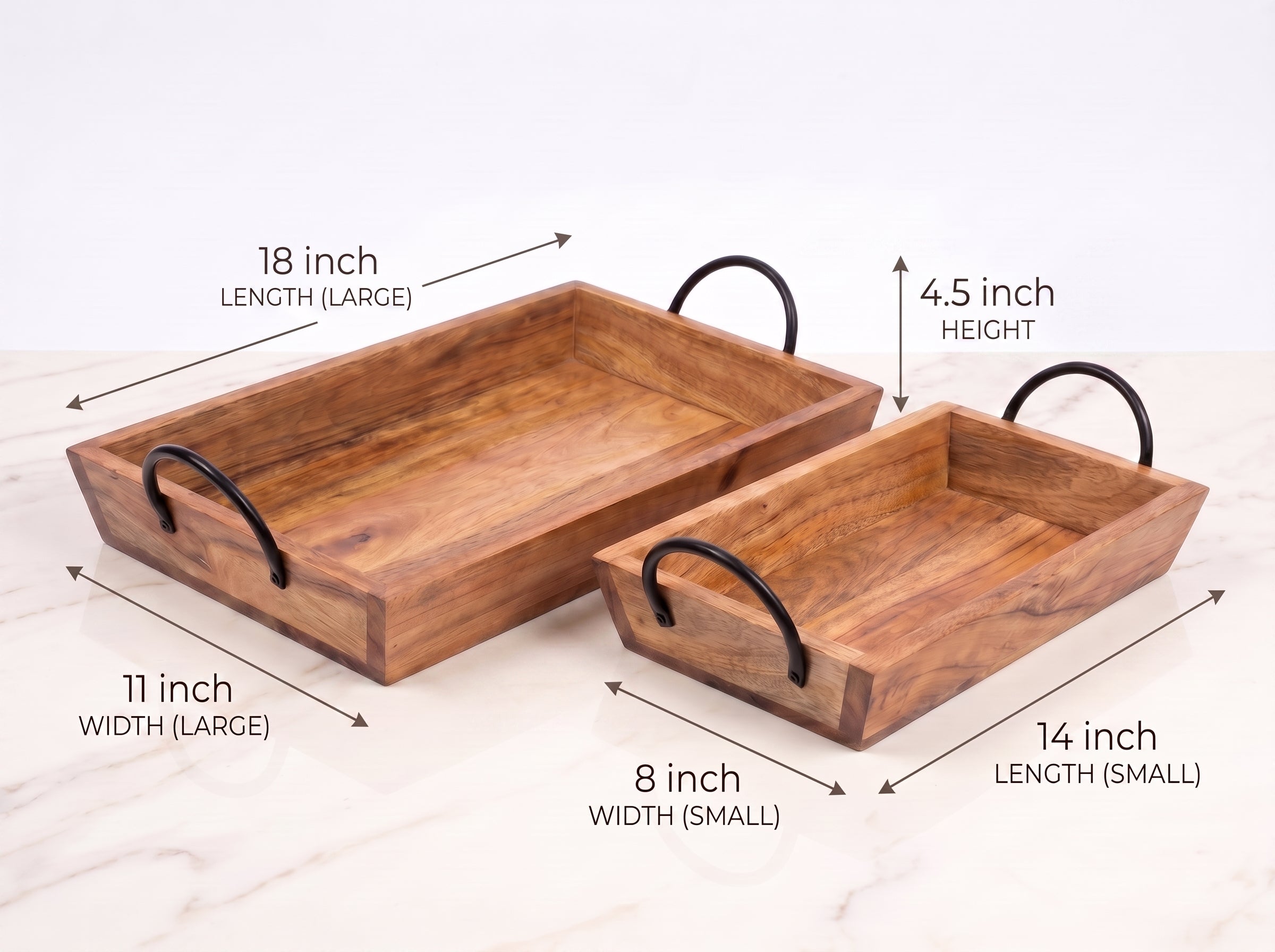 Large Trays with Handles, Set of 2