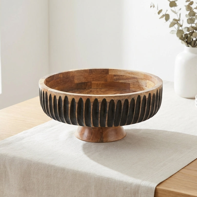 Large Flat Bowl with Black Lines