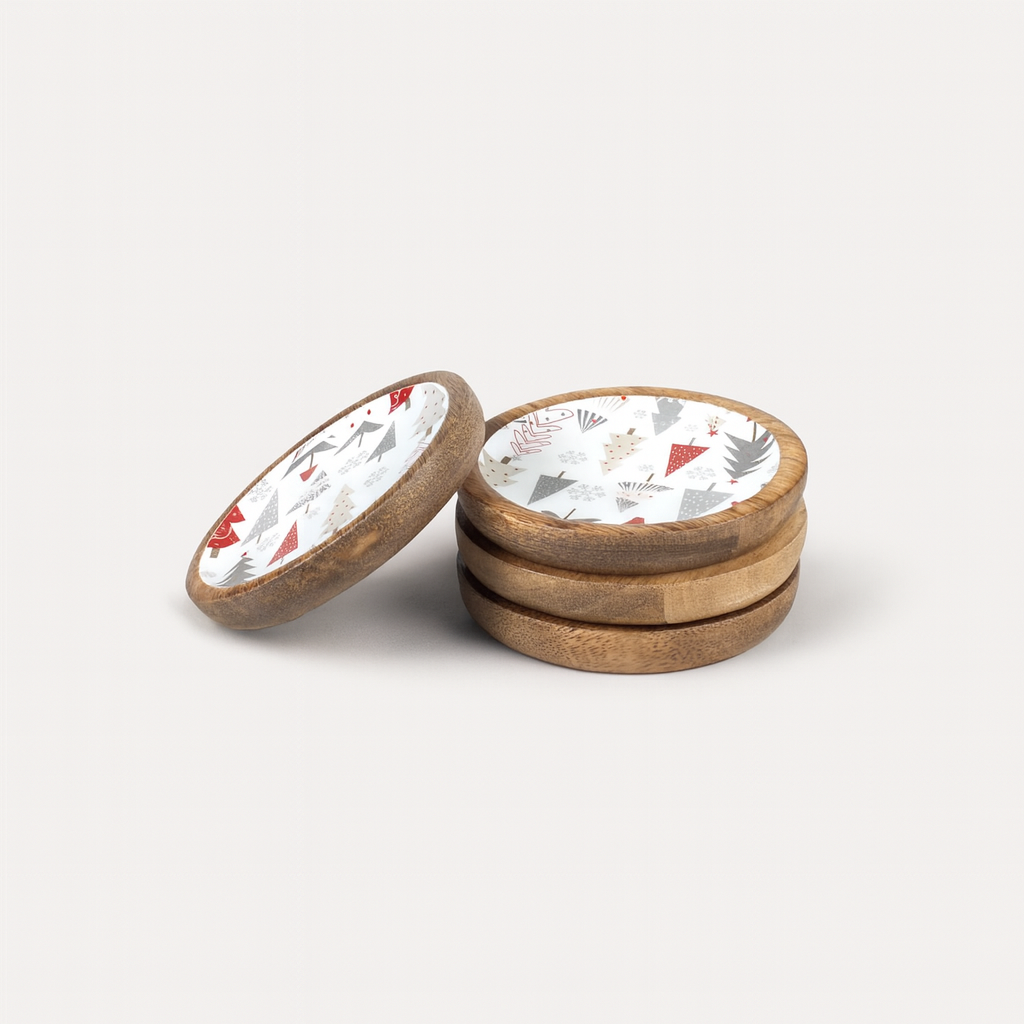 Coasters with Holiday Enamel, Set of 4