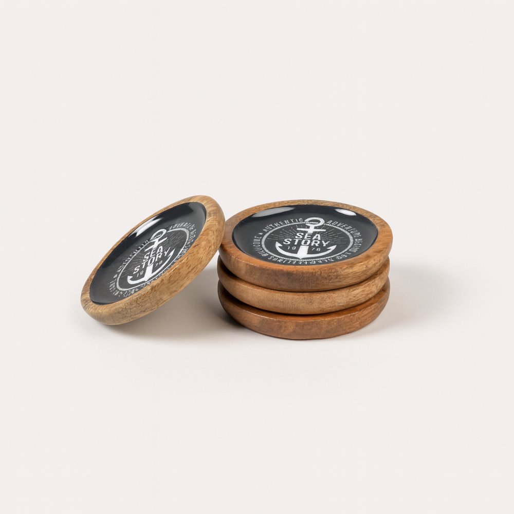 Deep Dish Coasters with Sea Story Enamel, Set of 4 image 2