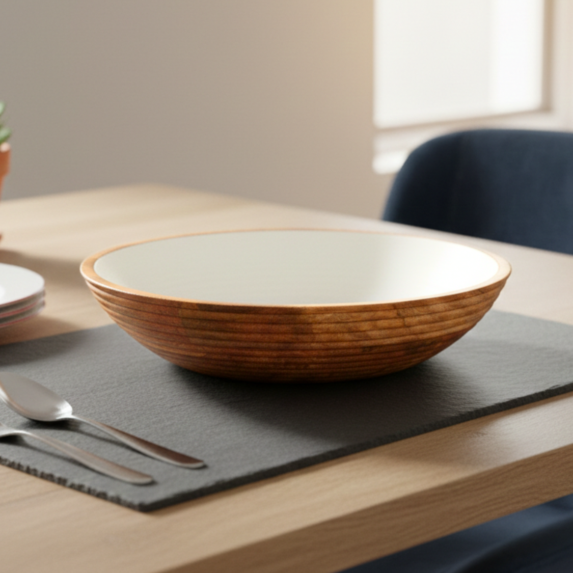 Large Bowl with White Enamel
