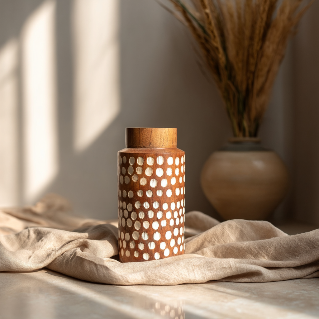 Straight Vase with White Polka Dots, Large