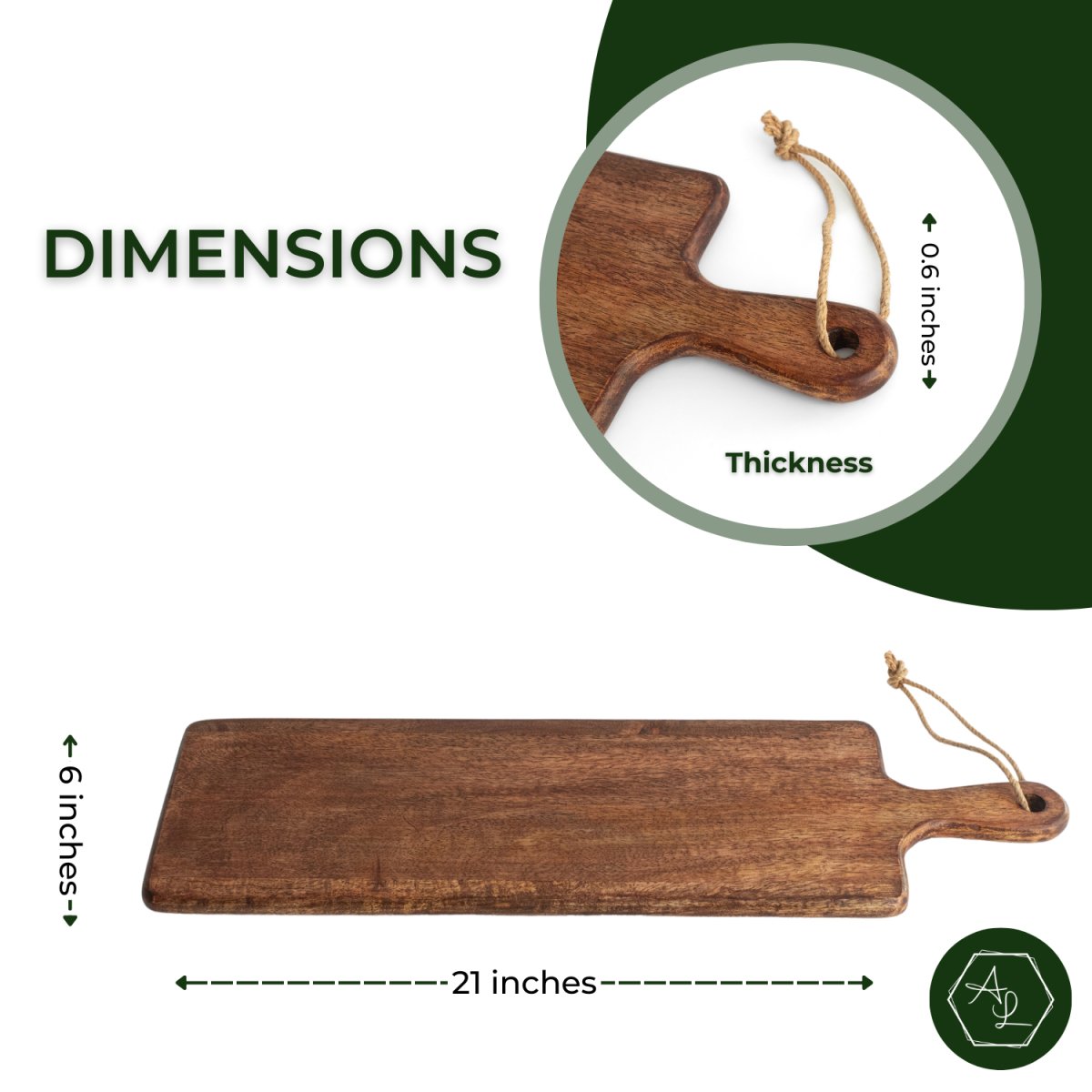 Long Mango Wood Charcuterie Board_Dimensions - Aesthetic Living