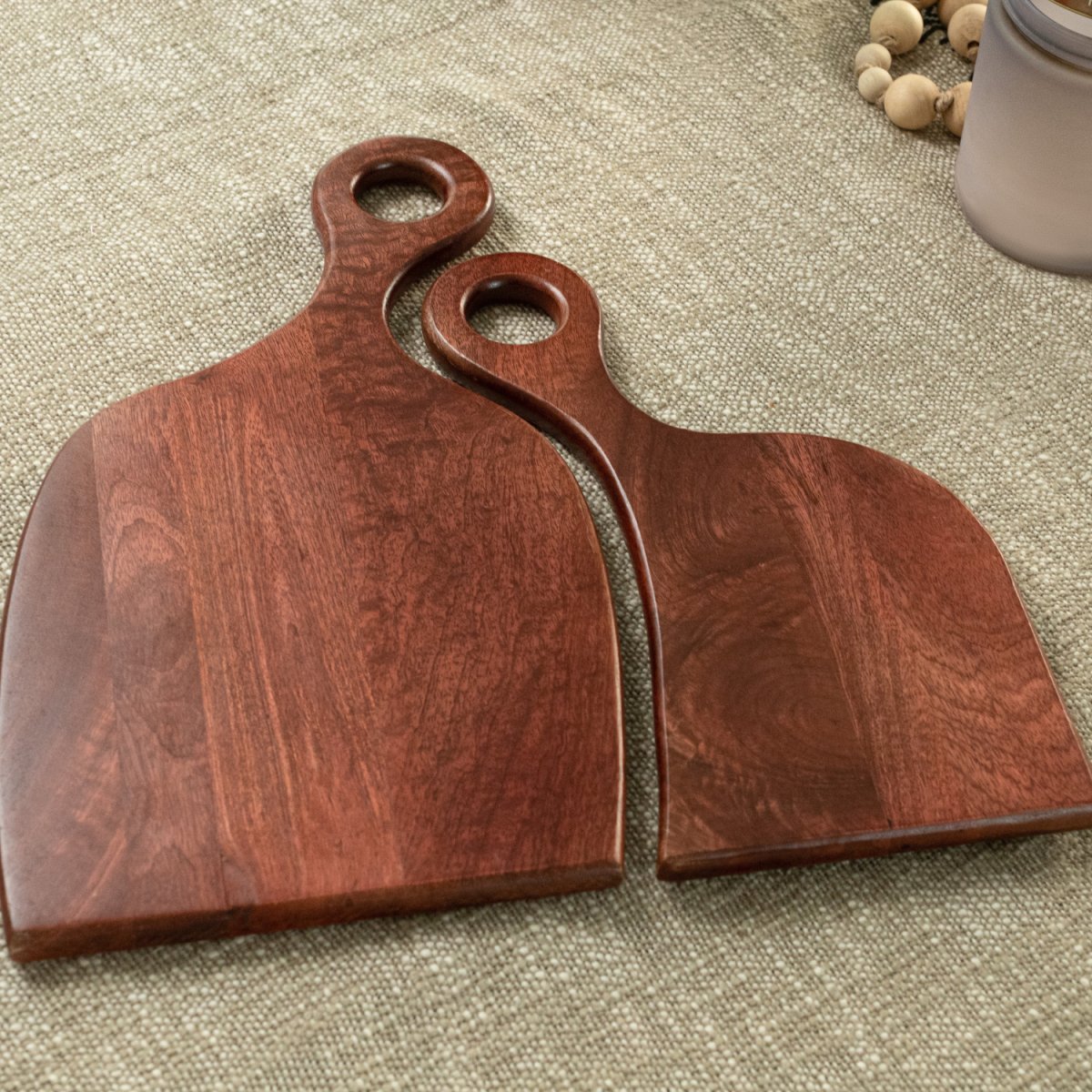 Romantic Wooden Charcuterie Boards, Set of 2, top view image- Aesthetic Living