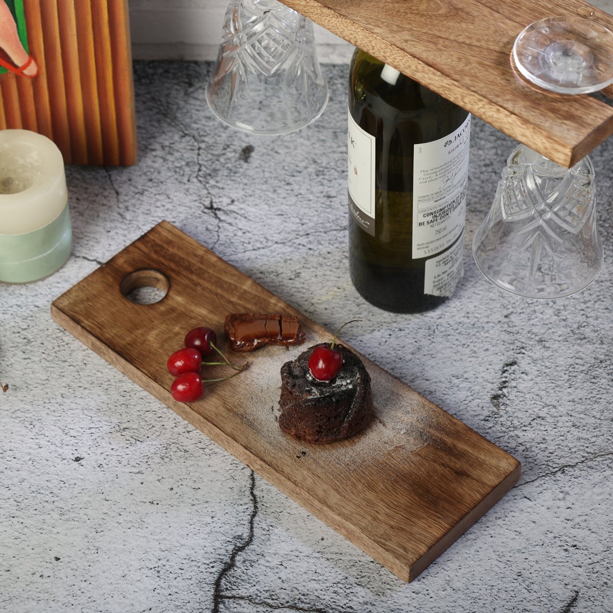 Wine Caddy with Cheese board Set - Aesthetic Living